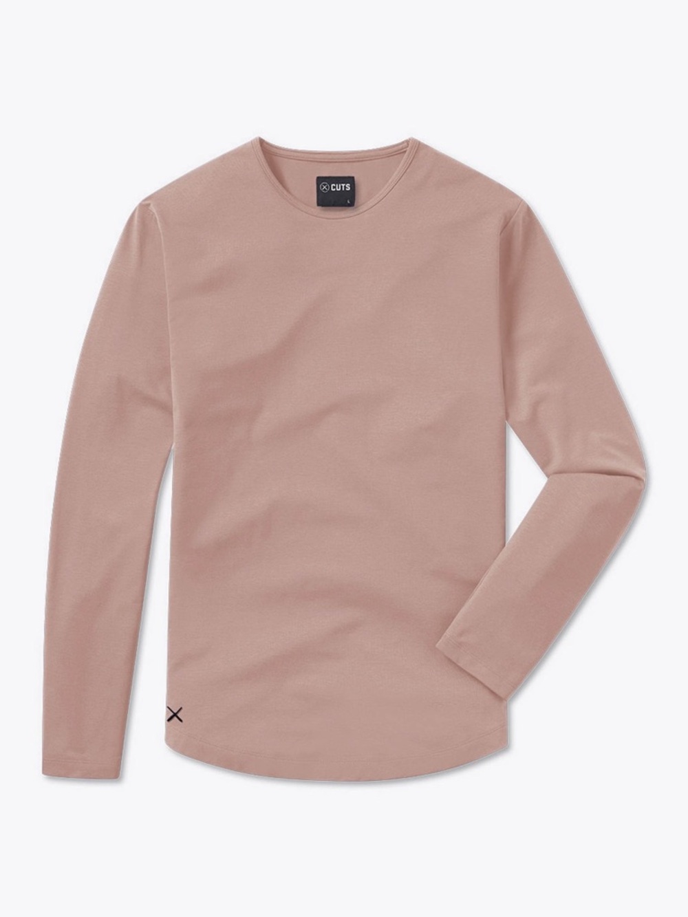 Cuts AO Long Sleeve Curve-Hem Tee Mens L Mountain Mist Performance Stretch Shirt